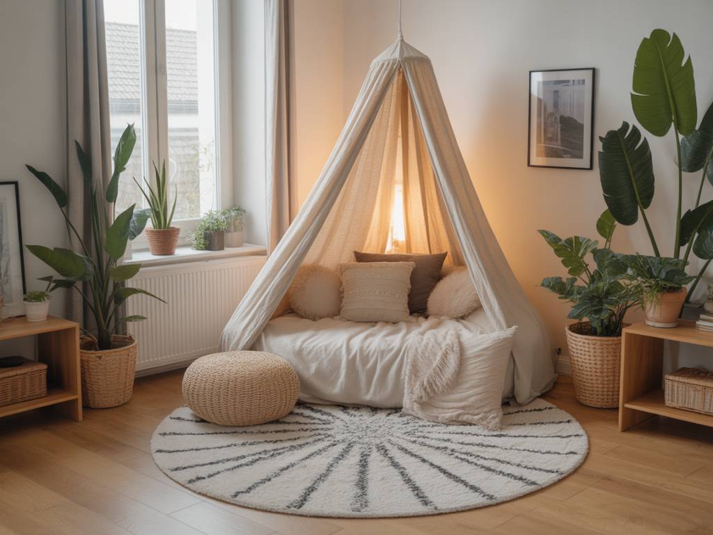 Comment réaliser un coin lecture cocooning et naturel dans son salon avec plantes, textiles doux et lumières apaisantes